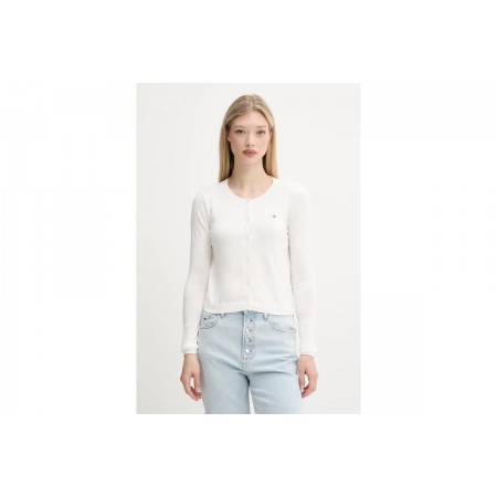 Tommy Jeans Essential Γυναικεία Βαμβακερή Ζακέτα Εκρού