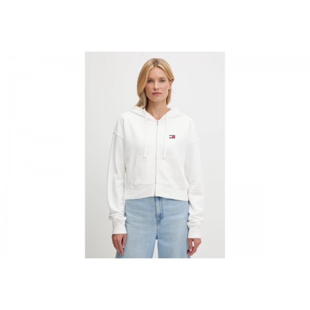 Tommy Jeans Bοxy Γυναικεία Βαμβακερή Ζακέτα με Κουκούλα Εκρού