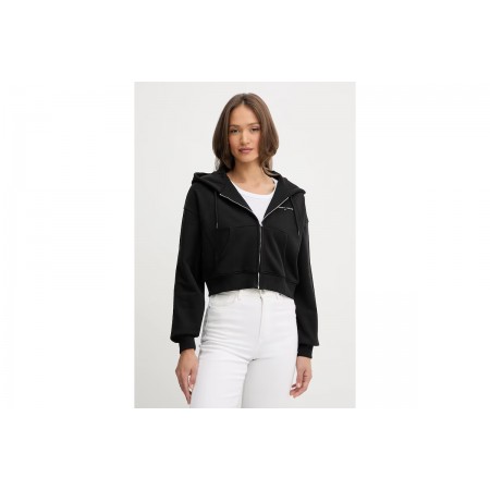 Tommy Jeans Linear Crop Γυναικεία Βαμβακερή Ζακέτα με Κουκούλα Μαύρη