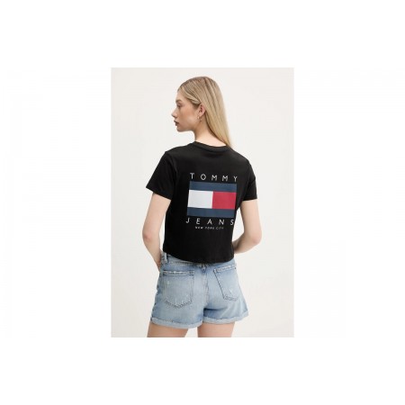 Tommy Jeans Γυναικείο Κοντομάνικο Crop T-Shirt Μαύρο
