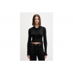 Tommy Jeans Rib-Knit Slim Μπλούζα Μακρυμάνικη Polo Γυναικεία (DW0DW21829 BDS)
