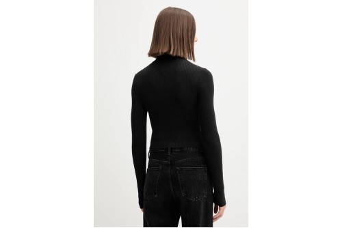 Tommy Jeans Rib-Knit Slim Μπλούζα Μακρυμάνικη Polo Γυναικεία (DW0DW21829 BDS)
