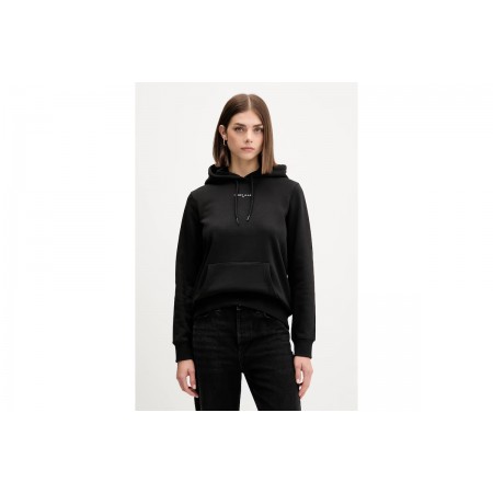Tommy Jeans Linear Logo Fleece Γυναικείο Φούτερ με Κουκούλα Μαύρο