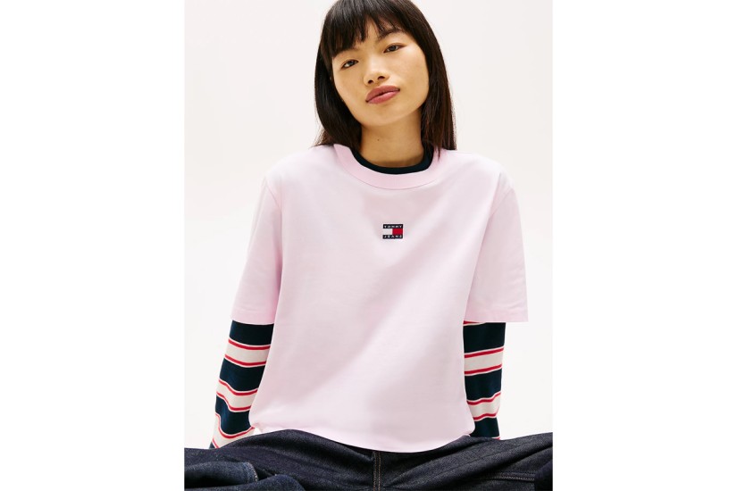 Tommy Jeans Boxy Badge Γυναικείο Κοντομάνικο T-Shirt Ροζ