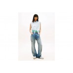 Tommy Jeans Relaxed Fit Tie Front Γυναικείο Αμάνικο Πουκάμισο Γαλάζιο