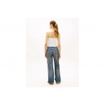 Tommy Jeans Slim Bandeau Rib Γυναικείο Αμάνικο Top Εκρού