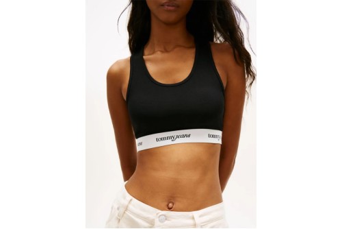 Tommy Jeans Repeat Logo Tape Racerback Crop Top Αμάνικο Γυναικείο (DW0DW22762 BDS)