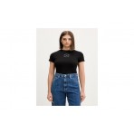 Tommy Jeans Slim Essential Logo Rib Γυναικείο Κοντομάνικο T-Shirt Μαύρο