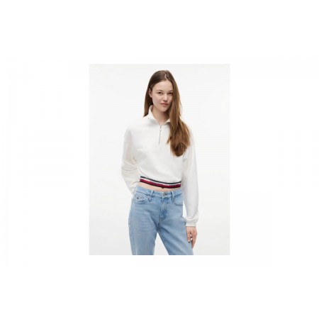 Tommy Jeans Boxy Γυναικεία Μακρυμάνικη Μπλούζα με Φερμουάρ Εκρού