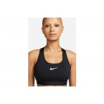 Nike Swoosh Medium Support Γυναικείο Μπουστάκι Μαύρο