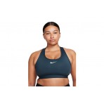 Nike Swoosh Medium Support Γυναικείο Μπουστάκι Πετρόλ