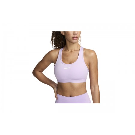 Nike Swoosh Medium Support Γυναικείο Μπουστάκι Λιλά