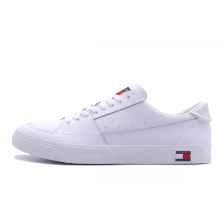 Tommy Jeans Vulcanized Δερμάτινα Γυναικεία Παπούτσια Λευκά