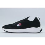 Tommy Jeans Runner Knitted Ανδρικά Sneakers Μαύρα, Λευκά