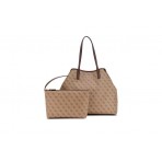 Guess Eco Victtoria Γυναικεία Shopper Τσάντα Μπεζ, Καφέ