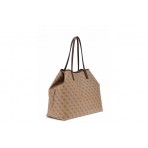 Guess Eco Victtoria Γυναικεία Shopper Τσάντα Μπεζ, Καφέ