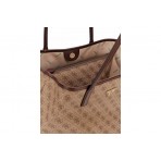 Guess Eco Victtoria Γυναικεία Shopper Τσάντα Μπεζ, Καφέ