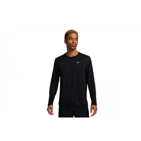 Nike Dri-FIT Ανδρική Μακρυμάνικη Μπλούζα Με Λαιμόκοψη Μαύρη