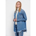 Funky Buddha Πουκάμισο Τζην Γυναικειο (FBL006-127-05-BLUE)