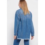 Funky Buddha Πουκάμισο Τζην Γυναικειο (FBL006-127-05-BLUE)