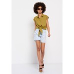 Funky Buddha Γυναικείο Πουκάμισο Casual (FBL007-115-05-OLIVE-OIL)