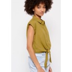 Funky Buddha Γυναικείο Πουκάμισο Casual (FBL007-115-05-OLIVE-OIL)