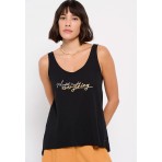 Funky Buddha Μπλούζα Αμάνικη Γυναικεία (FBL007-183-04-BLACK)