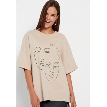 Funky Buddha Oversized Garment Dyed T-Shirt Με Τύπωμα 