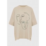 Funky Buddha Oversized Garment Dyed T-Shirt Με Τύπωμα (FBL008-113-04-CHALK)