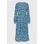 Funky Buddha Φλοράλ Μάξι Φόρεμα Με Βολάν (FBL008-132-13-HORIZON-BLUE)