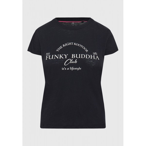 Funky Buddha Γυναικεία Μπλούζα Κοντό Μανίκι Με Τύπωμα (FBL009-162-04-BLACK)