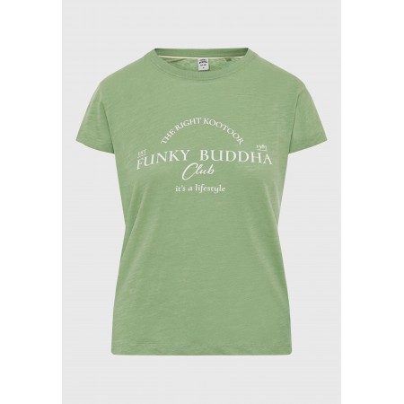 Funky Buddha Γυναικείο Κοντομάνικο T-Shirt Λαδί