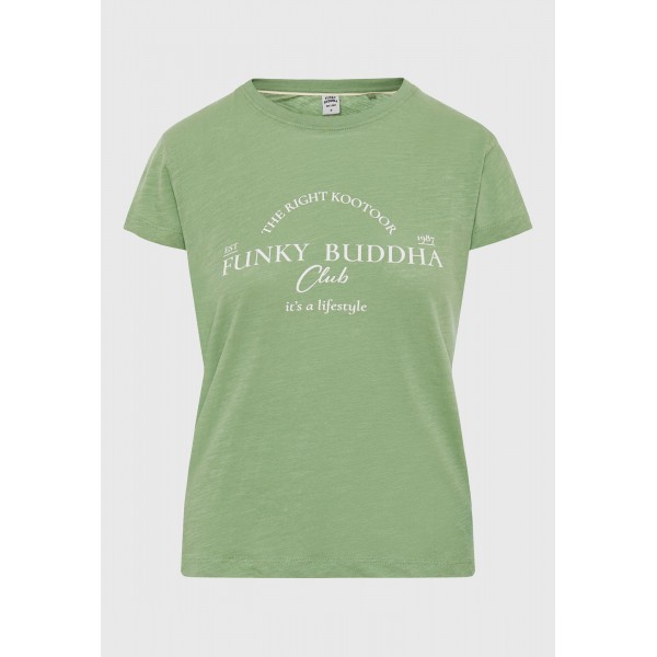Funky Buddha Γυναικεία Μπλούζα Κοντό Μανίκι Με Τύπωμα (FBL009-162-04-MINERAL-GREEN)