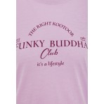 Funky Buddha Γυναικείο Κοντομάνικο T-Shirt Λιλά