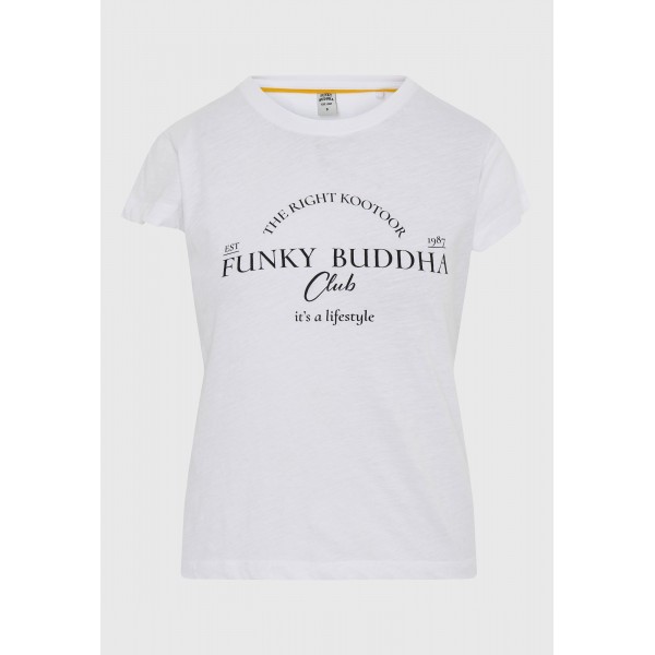 Funky Buddha Γυναικεία Μπλούζα Κοντό Μανίκι Με Τύπωμα (FBL009-162-04-WHITE)