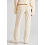 Funky Buddha Γυναικείο Βελουτέ Παντελόνι Φόρμας Εκρού