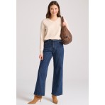 Funky Buddha Γυναικεία Πλεκτή Μπλούζα με V Λαιμόκοψη Εκρού