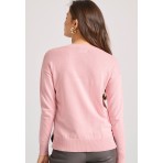 Funky Buddha Γυναικεία Πλεκτή Μπλούζα με V Λαιμόκοψη Ροζ