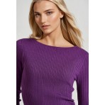 Funky Buddha Γυναικεία Πλεκτή Μπλούζα Με Λαιμόκοψη Μωβ