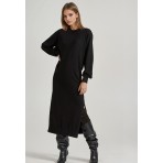 Funky Buddha Γυναικείο Maxi Πλεκτό Φόρεμα Μαύρο