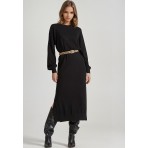 Funky Buddha Γυναικείο Maxi Πλεκτό Φόρεμα Μαύρο