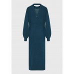 Funky Buddha Γυναικείο Maxi Πλεκτό Φόρεμα Πετρόλ