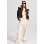 Funky Buddha Γυναικείο Wide Leg Παντελόνι Φόρμας Εκρού
