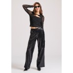 Funky Buddha Γυναικεία Μπλούζα Διάφανη Μαύρη