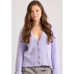 Funky Buddha Γυναικεία Πλεκτή Ζακέτα Λιλά