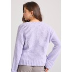 Funky Buddha Γυναικεία Πλεκτή Ζακέτα Λιλά