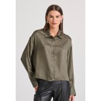 Funky Buddha Γυναικείο Μακρυμάνικο Πουκάμισο Χακί