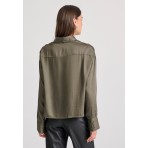 Funky Buddha Γυναικείο Μακρυμάνικο Πουκάμισο Χακί