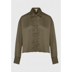 Funky Buddha Γυναικείο Μακρυμάνικο Πουκάμισο Χακί