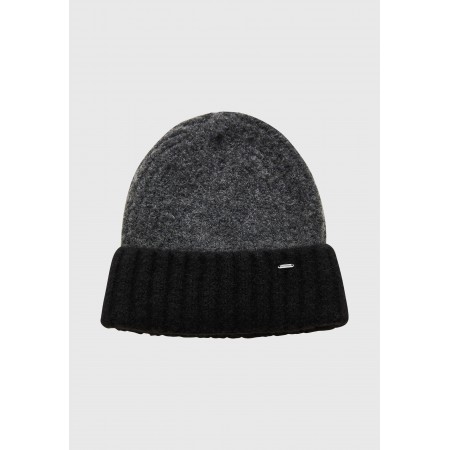 Funky Buddha Γυναικείο Cable Knit Χειμερινό Σκουφάκι Γκρι, Μαύρο